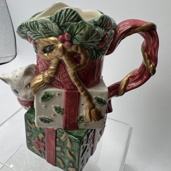 Fitz & Floyd Father Christmas Creamer Cat Kitty Christmas Gifts Vintage 1995 - Picture 3 of 6